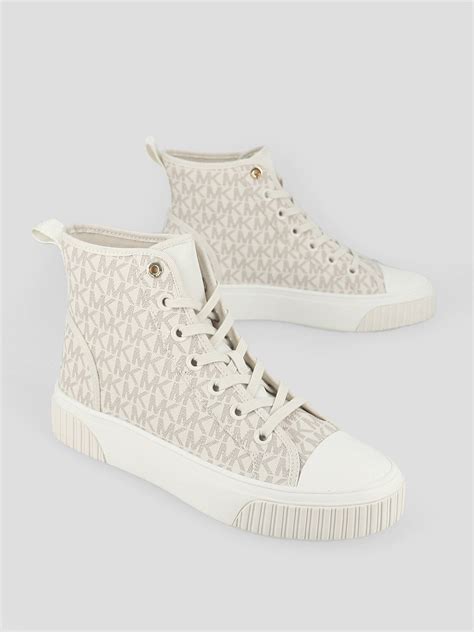 michael kors cutout high top sneakers|Michael Kors denim sneakers.